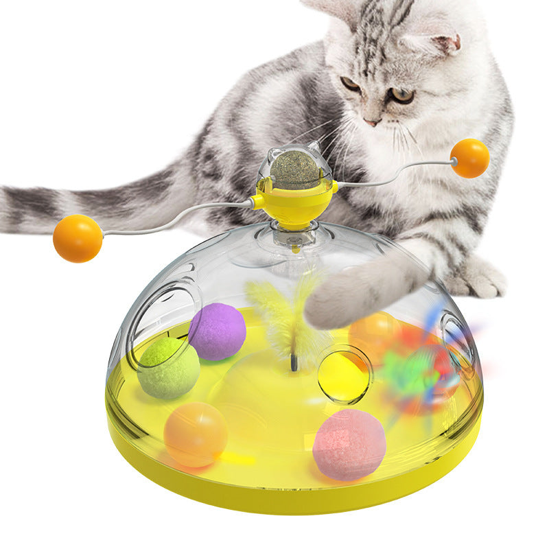 Meows Windmill Funny Cat Toys Interactive Multifunctional Turntable Pet Educational Toys With Catnip Luminous Ball Pinwheel Toys Pet Products by DC-THE CEO