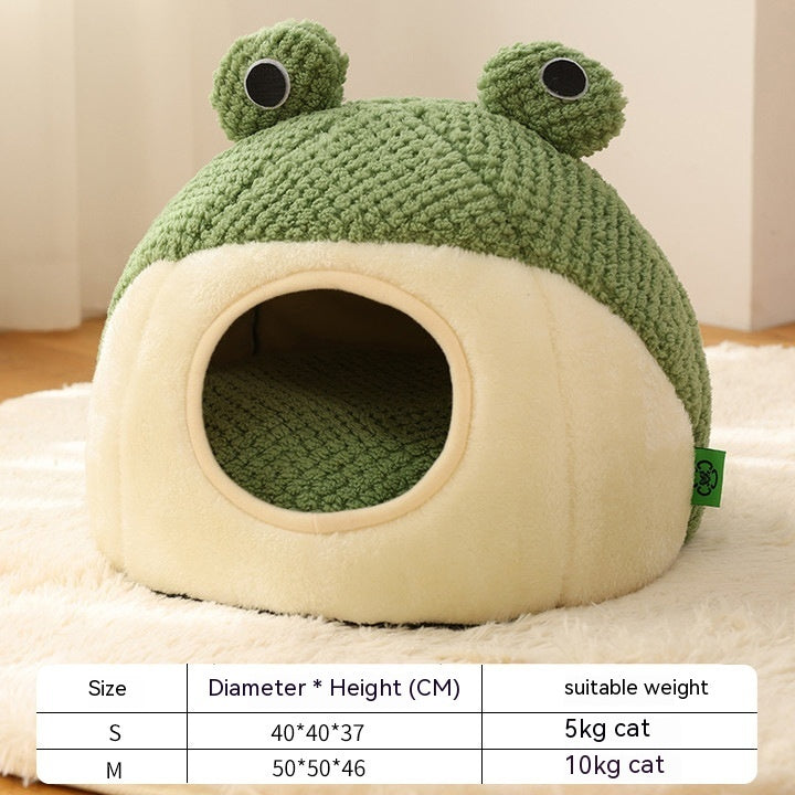 Pet Cat Dog Nest Little Frog Series Warm Plush Mat Autumn Winter Pet House Full Package Nest For Small Cats Dogs Within 5KG by DC-THE CEO