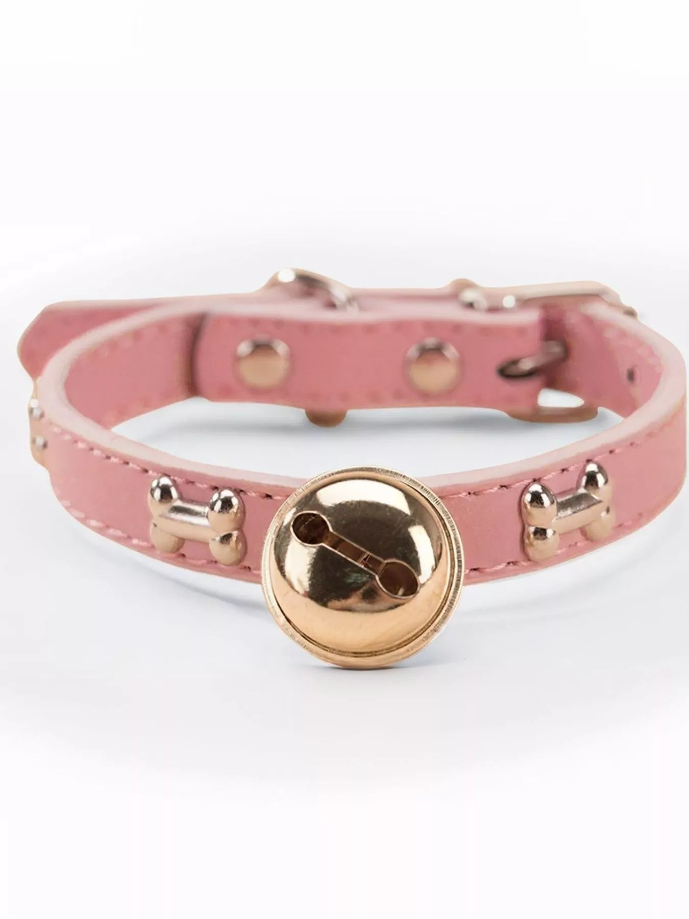 Leather Pet Collar with Bell by Trendsi
