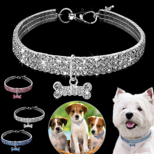 Bling Rhinestone Dog Collar Crystal Puppy Chihuahua Pet Dog Collars Leash For Small Medium Dogs Cats by DC-THE CEO
