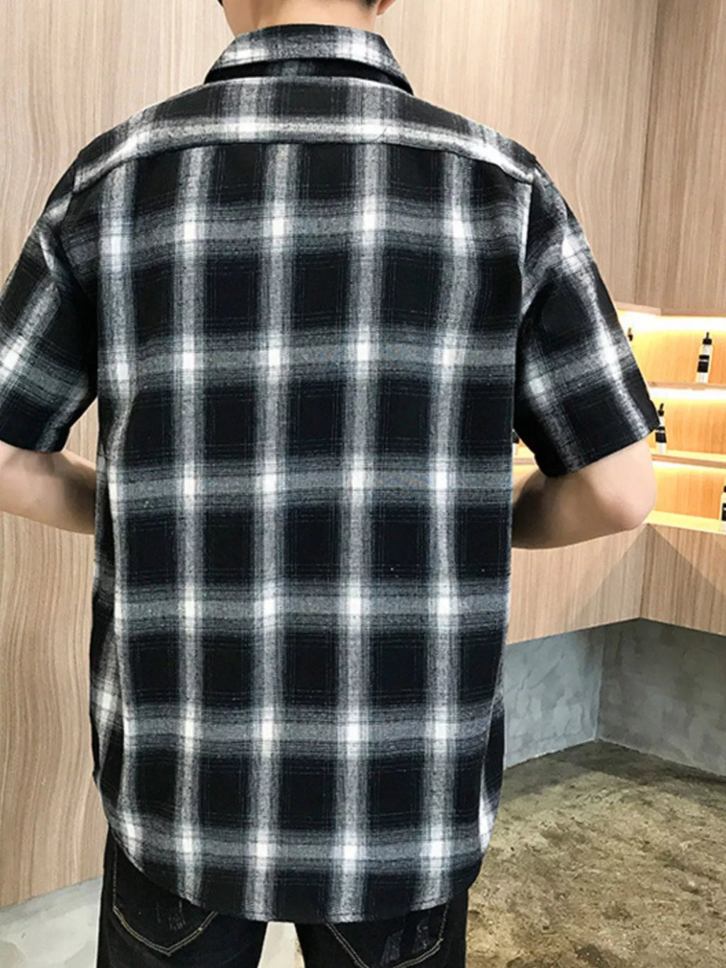 Men's Plus Size Plaid Button-Down Short Sleeve Shirt by Trendsi