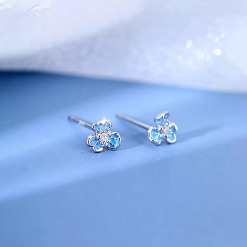 999 Sterling Silver Flower Stud Earrings by Trendsi