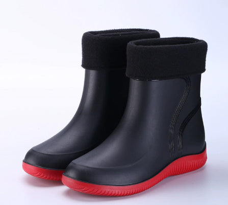 Men's Rain Mid-top Rain Boots Waterproof Non-slip Kitchen Glue Car Wash Work Shoes