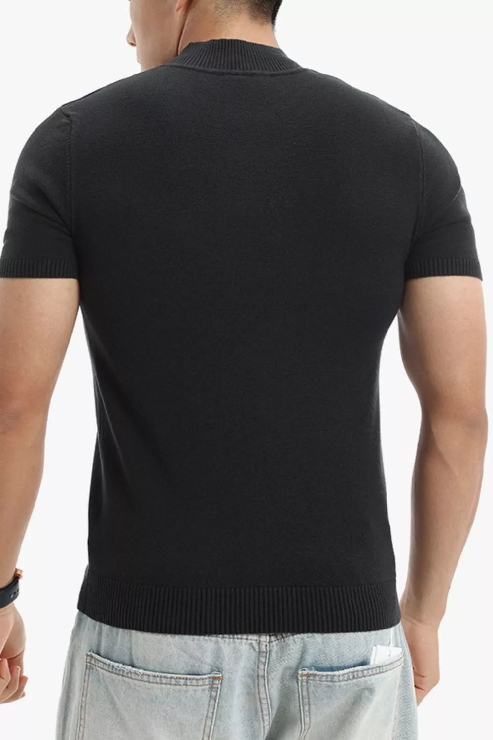 Men's Plus Size Slim Fit Short Sleeve Sweater by Trendsi
