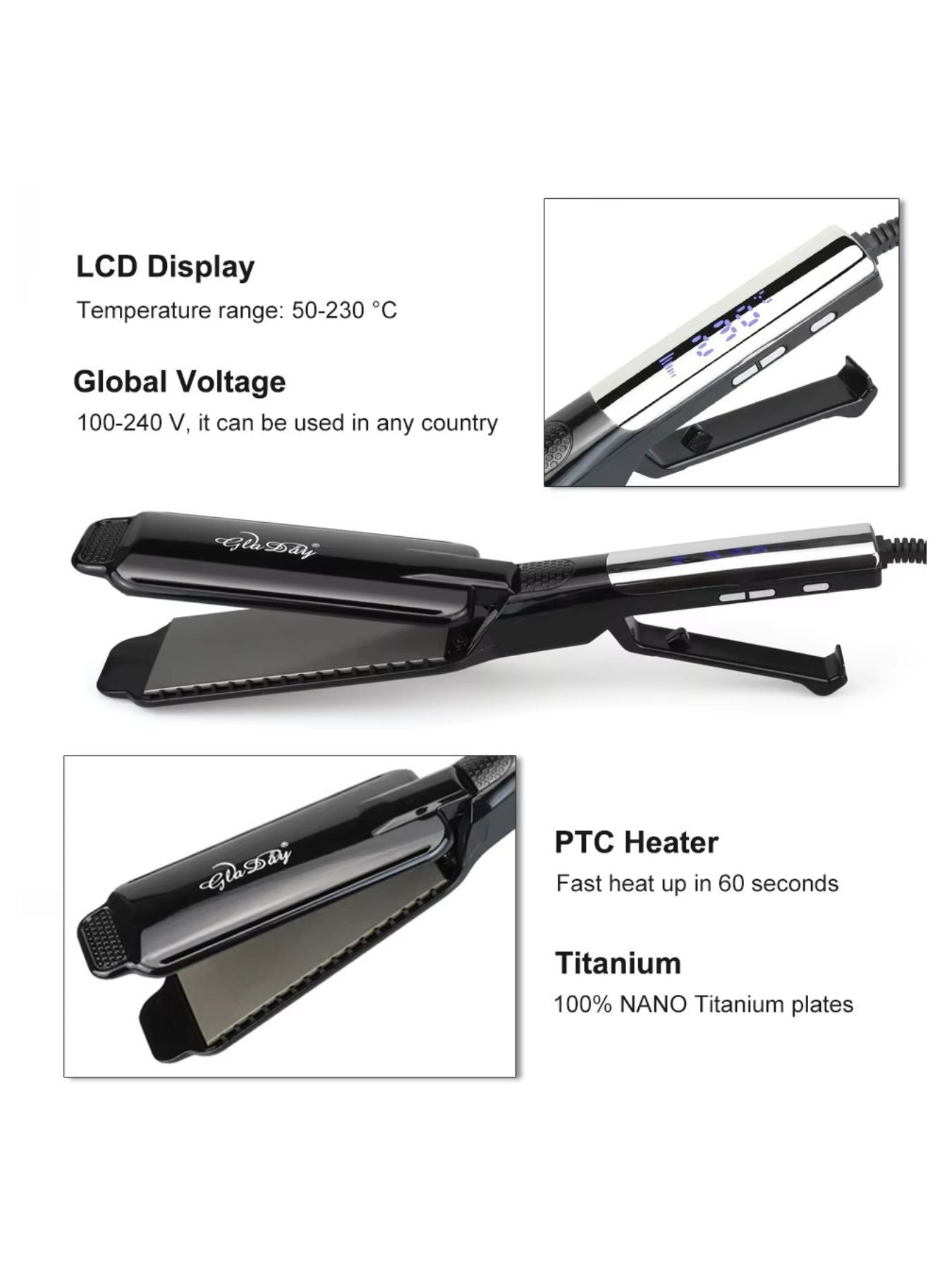 Professional Ceramic Tourmaline Hair Straightener by Trendsi