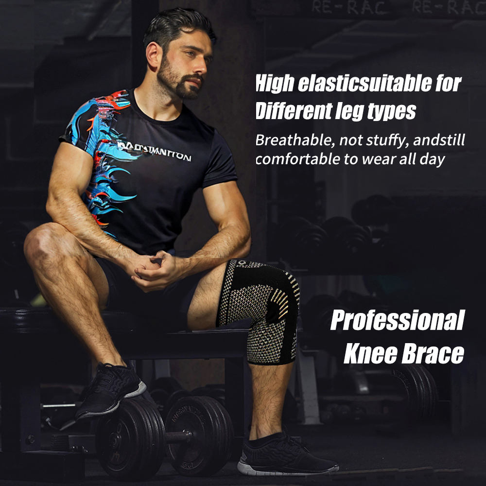 1 Pair Copper Knee Pads Ultimate Shock-Absorbing Gear For Men & Women Superior Knee Support For Sports Yoga Fitness Basketball