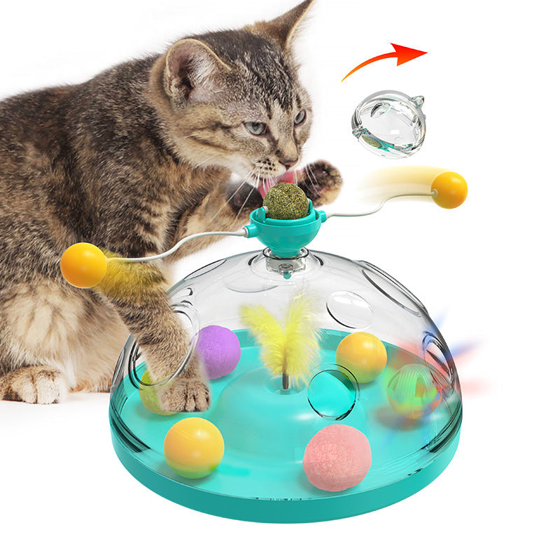 Meows Windmill Funny Cat Toys Interactive Multifunctional Turntable Pet Educational Toys With Catnip Luminous Ball Pinwheel Toys Pet Products by DC-THE CEO
