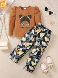 Children's Graphic Top & Floral Pants Set by Trendsi