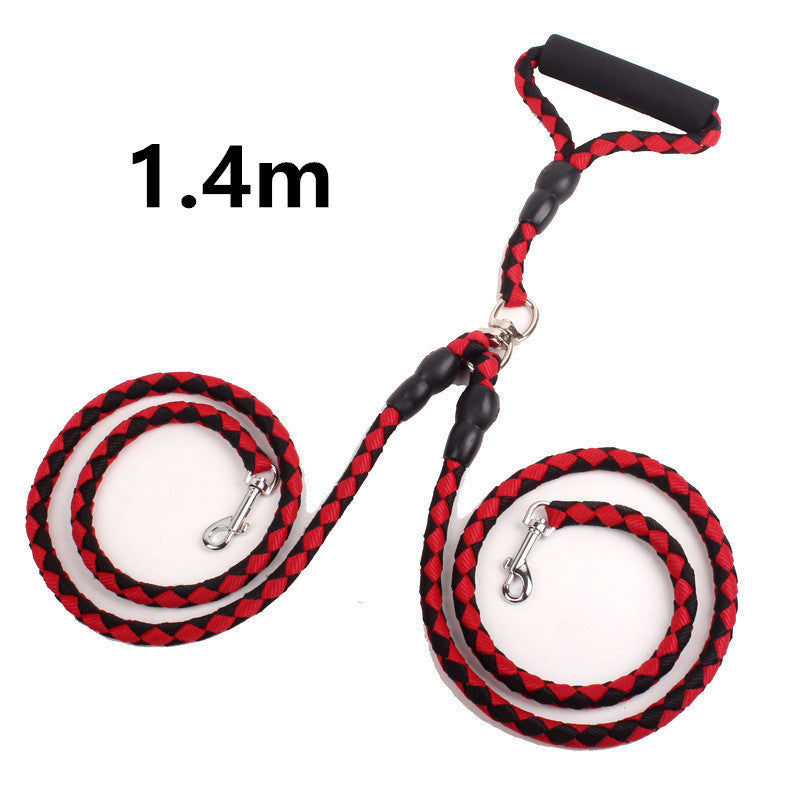 Double-Ended Traction Rope For Walking The Dog Hand-Double-Ended Traction Rope One Plus Two Leash Collar Pet Supplies Dog Collar by DC-THE CEO