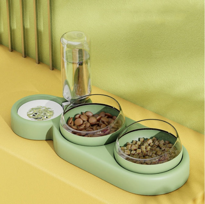 Pet Cat Bowl Automatic Feeder Dog Cat Food Bowl With Water Fountain Double Bowl Drinking Raised Stand by DC-THE CEO