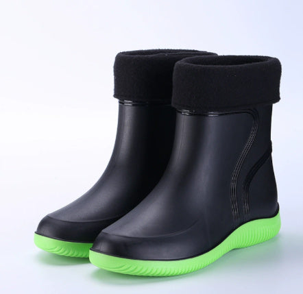 Men's Rain Mid-top Rain Boots Waterproof Non-slip Kitchen Glue Car Wash Work Shoes