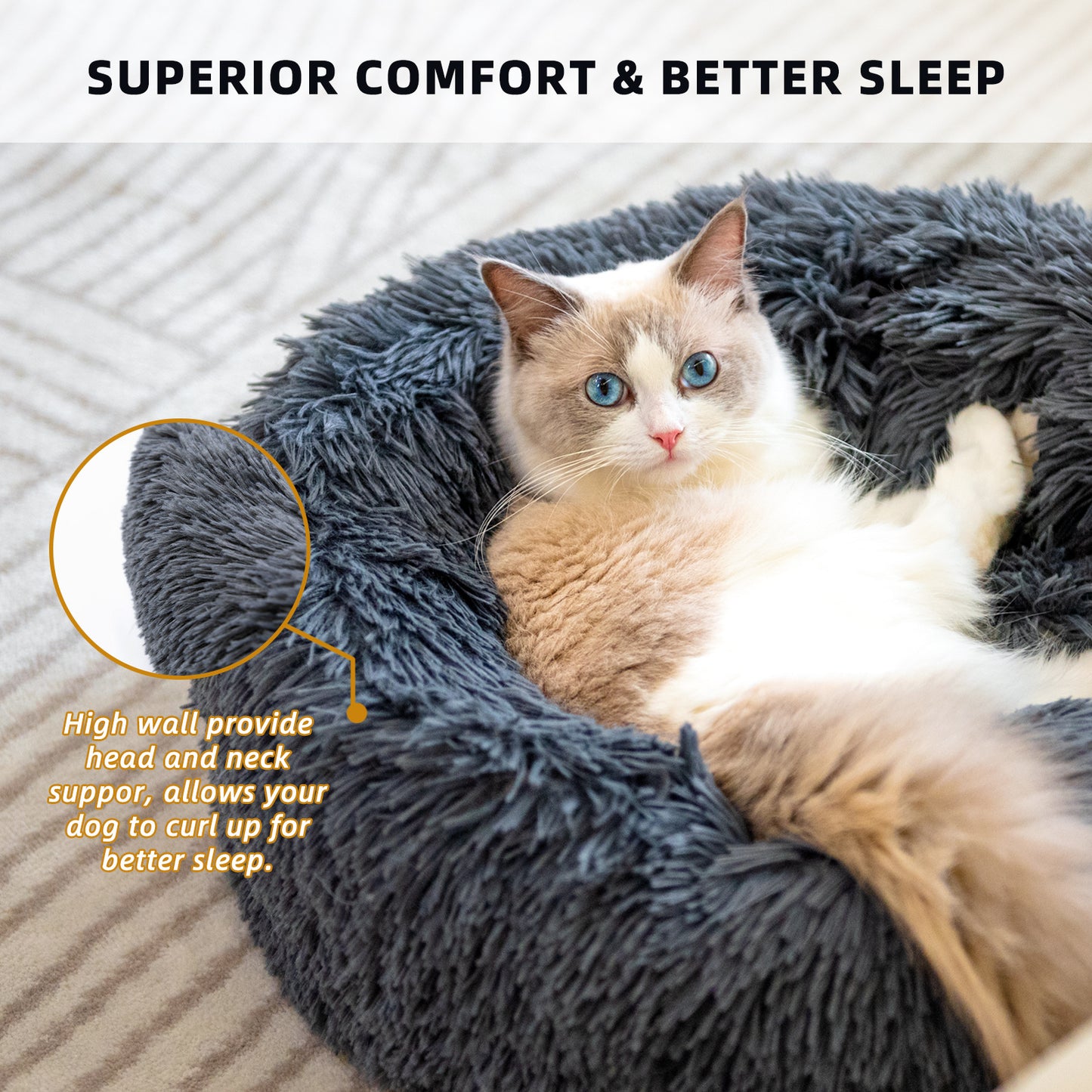 Dog Beds For Small Dogs Round Plush Cat Litter Kennel Pet Nest Mat Puppy Beds by DC-THE CEO