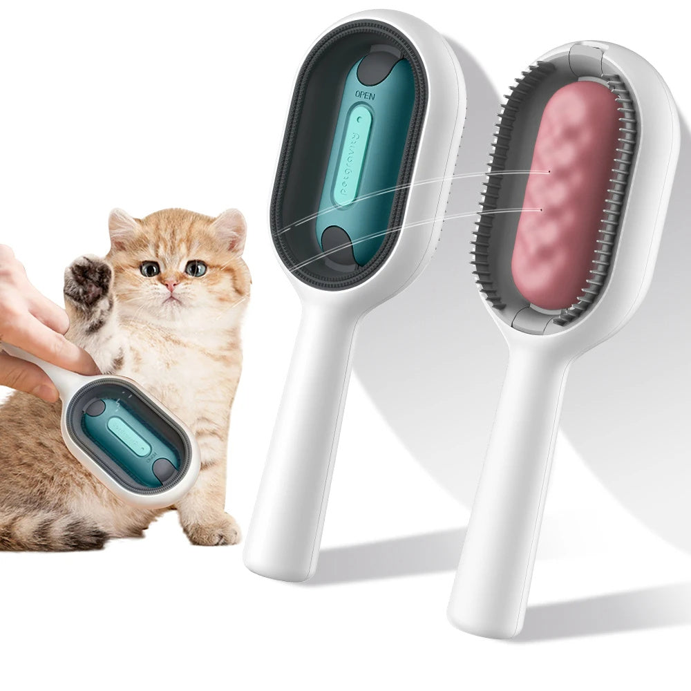 Cat Hair Brush With Water, Sticky Brush For Cats, 4 In-1 Cat Grooming Brush Creative Update Cat Dog Grooming Comb With Water Tank Double-Sided Hair Removal Brush Kitten Pet Supplies Accessories by DC-THE CEO