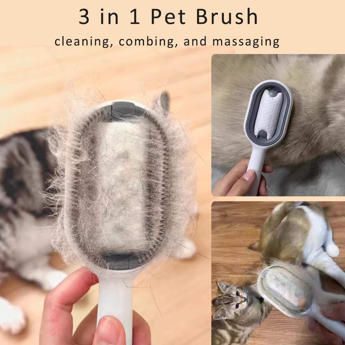 Cat Hair Brush With Water, Sticky Brush For Cats, 4 In-1 Cat Grooming Brush Creative Update Cat Dog Grooming Comb With Water Tank Double-Sided Hair Removal Brush Kitten Pet Supplies Accessories by DC-THE CEO