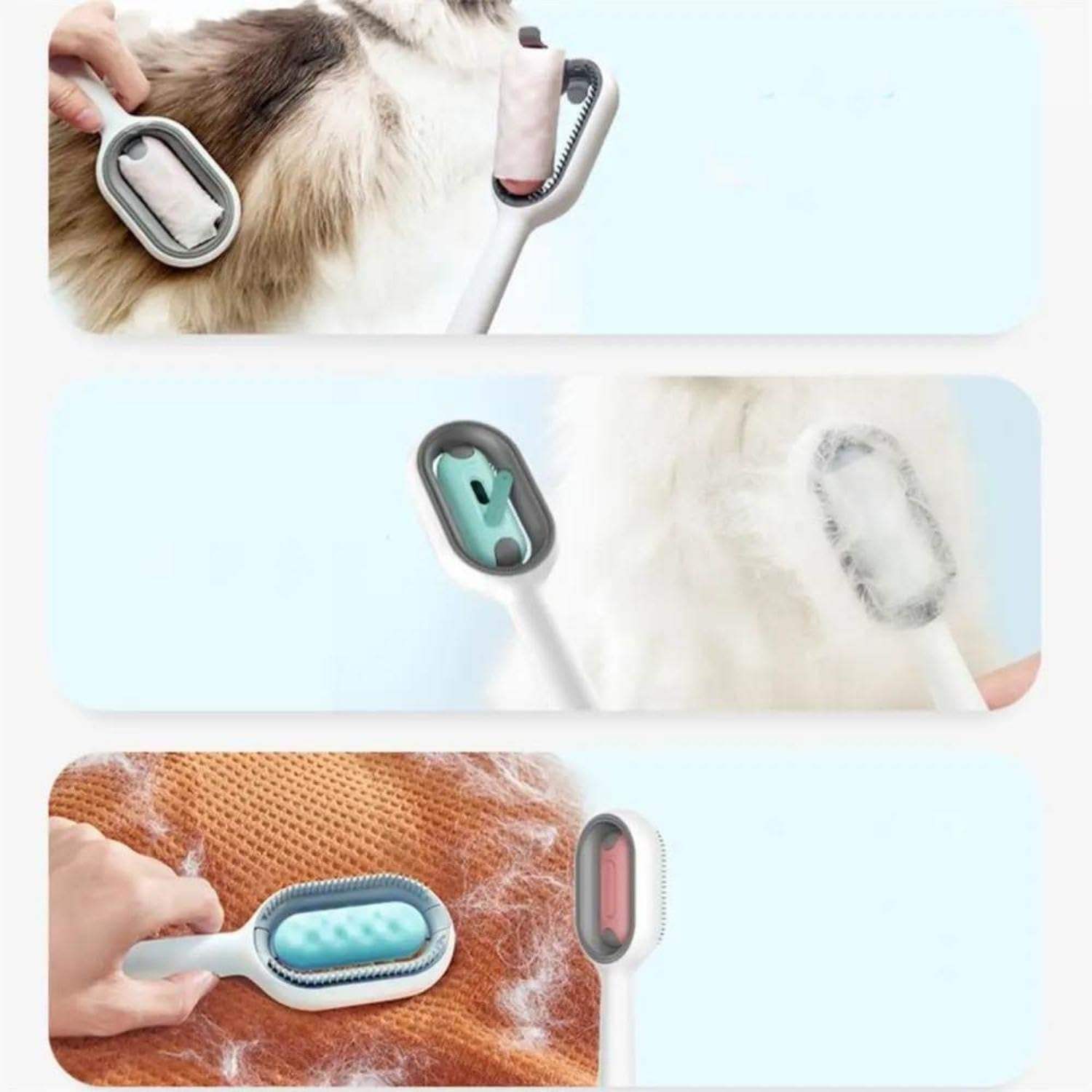 Cat Hair Brush With Water, Sticky Brush For Cats, 4 In-1 Cat Grooming Brush Creative Update Cat Dog Grooming Comb With Water Tank Double-Sided Hair Removal Brush Kitten Pet Supplies Accessories by DC-THE CEO