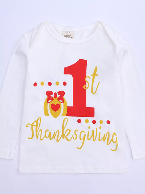 Children's First Thanksgiving Top and Skirt Outfit Set by Trendsi