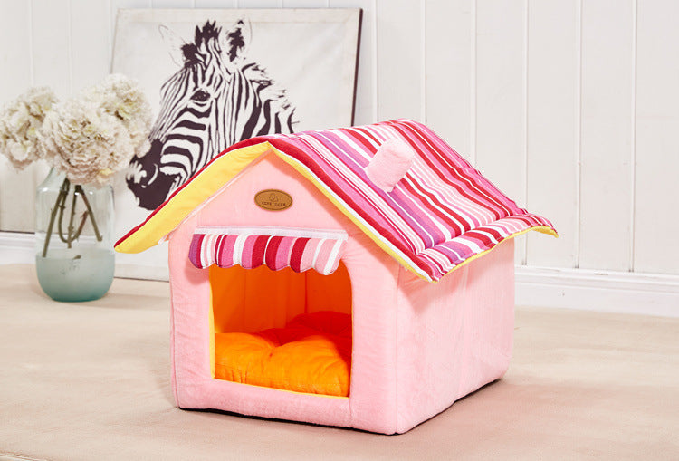 New Fashion Striped Removable Cover Mat Dog House Dog Beds For Small Medium Dogs Pet Products House Pet Beds for Cat by DC-THE CEO