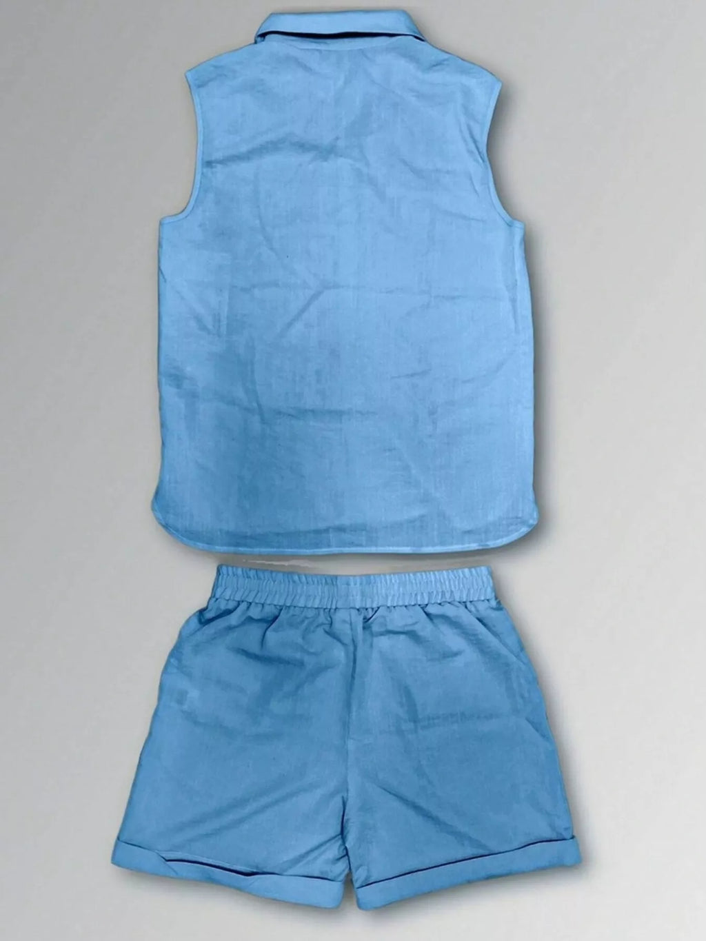 Men's Plus Size Casual Button Up Vest & Shorts Set by Trendsi