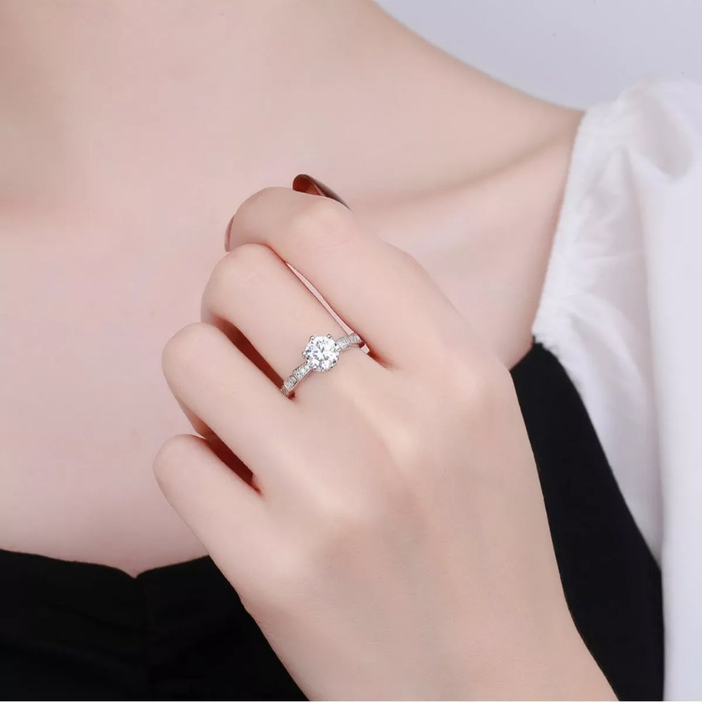 1 Carat Moissanite 925 Sterling Silver Ring by Trendsi