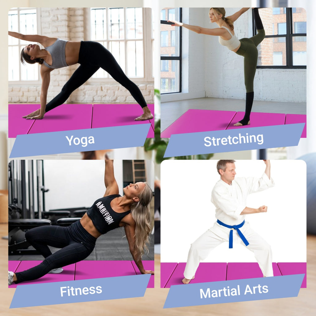 --Only Self Pickup--10 Ft. X 4 Ft. Quad Fold Gym Mat With Carrying Handle For Protective Flooring In Mixed Martial Arts, Gymnastics, And Home Gyms, 2 Inch Thick