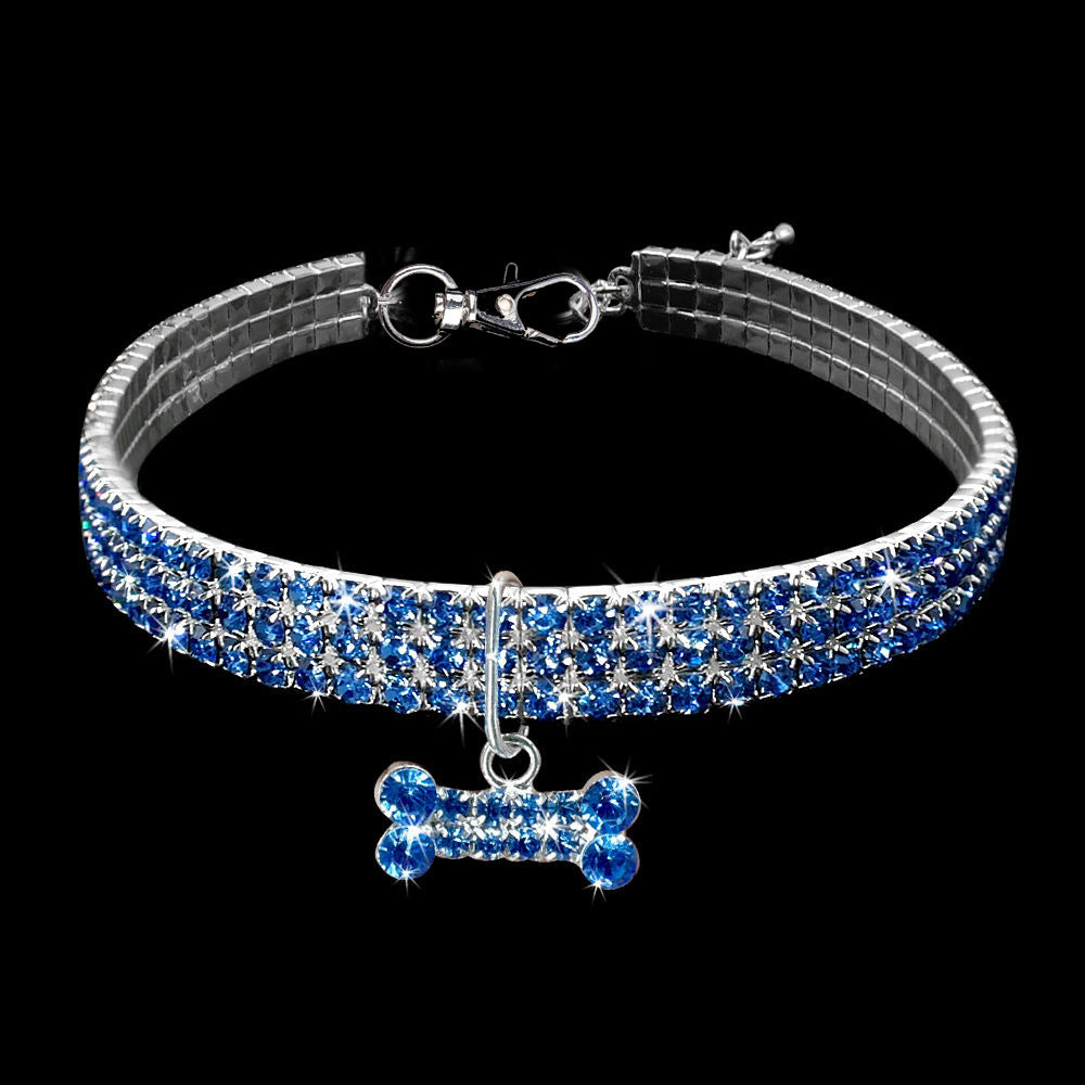 Bling Rhinestone Dog Collar Crystal Puppy Chihuahua Pet Dog Collars Leash For Small Medium Dogs Cats by DC-THE CEO