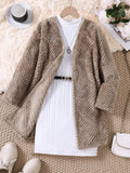 Children's Textured Sweater Dress and Open Front Cardigan Set by Trendsi
