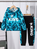 Children's King Letter Lightning Hoodie & Pants Set by Trendsi