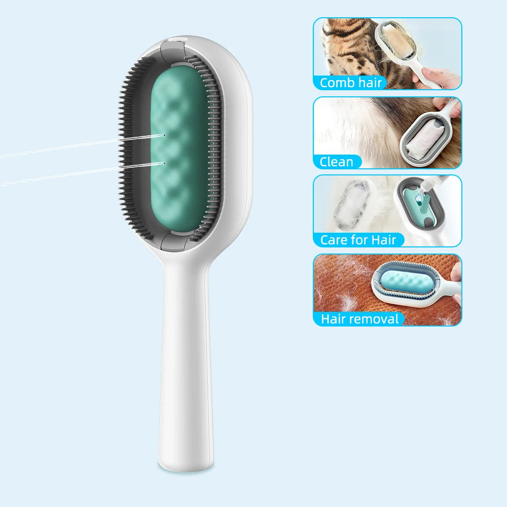 Cat Hair Brush With Water, Sticky Brush For Cats, 4 In-1 Cat Grooming Brush Creative Update Cat Dog Grooming Comb With Water Tank Double-Sided Hair Removal Brush Kitten Pet Supplies Accessories by DC-THE CEO
