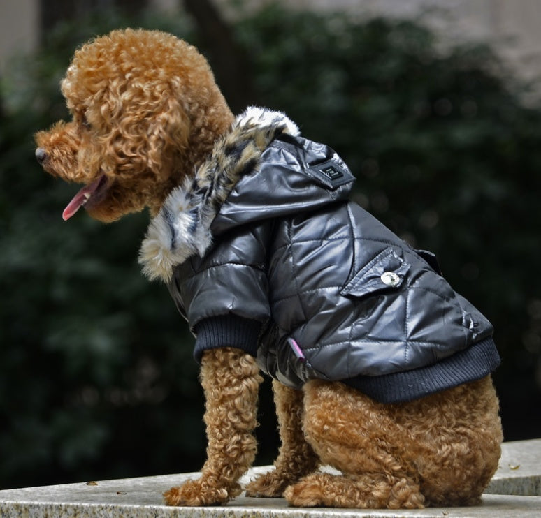 Cross-border pet supplies pet clothes dog clothes autumn and winter fur collar coat pet dog clothing by DC-THE CEO