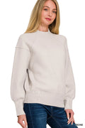 Zenana Viscose Mock Neck Exposed Seam Sweater by Trendsi