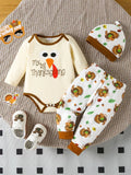 Children's My 1st Thanksgiving Turkey Graphic 3-Piece Set by Trendsi