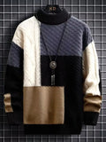 Men's Plus Size Color Block Knitted Pullover by Trendsi