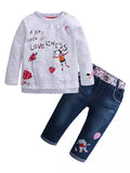 Children's Round Neck Top and Jeans Set by Trendsi