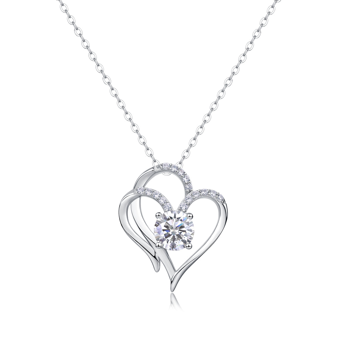 Heart To Heart - A Fashionable And Luxurious Diamond Jewelry Pendant Set With 1-carat Moissan Diamond S925 Sterling Silver And Platinum Plating