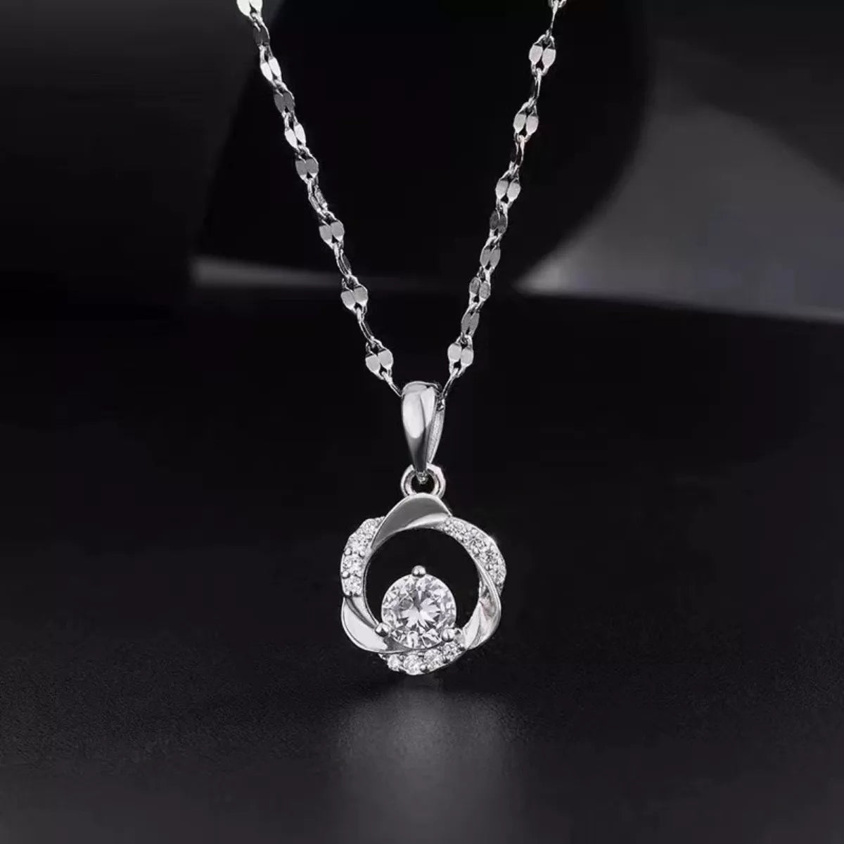 925 Sterling Silver Zircon Pendant Necklace by Trendsi