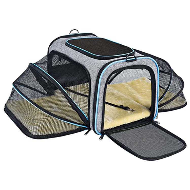 Carrier For Cat Pet Airline Approved Expandable Foldable Soft Dog Carrier Opened Doors Reflective Tapes Cat Travel Bag by DC-THE CEO