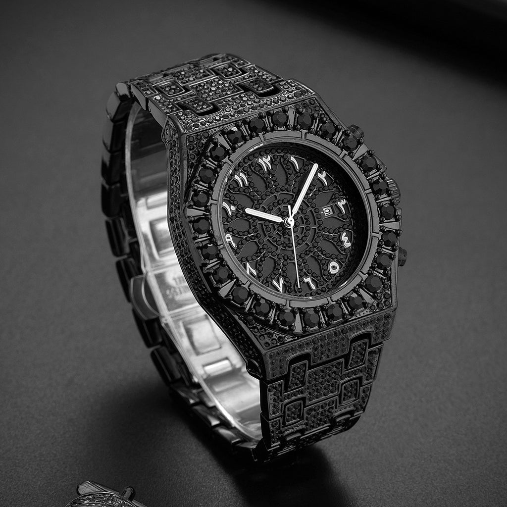 Hip Hop Niche Design Full Diamond Arabic Scale Men's Watch
