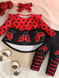 Children's Ladybug Print Ruffle Trim Top and Pants Set by Trendsi