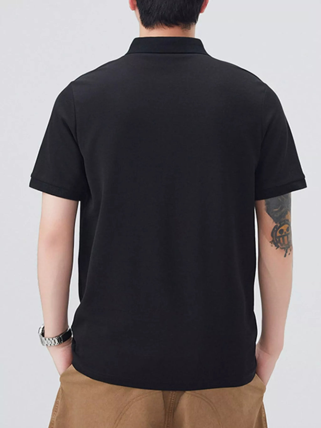 Men's Plus Size Button Detail Short Sleeve Polo by Trendsi