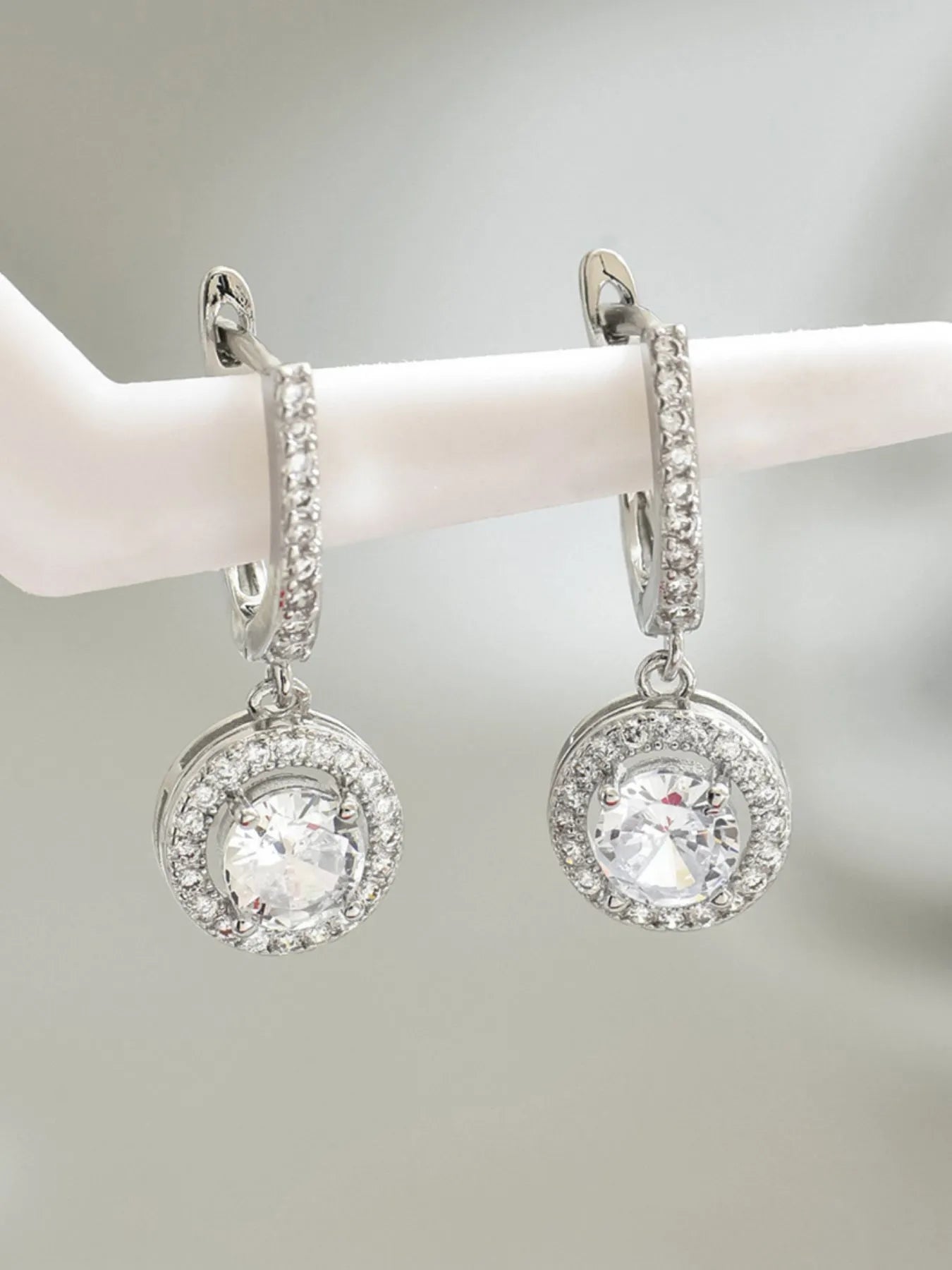Stainless Steel Zircon Drop Earrings by Trendsi