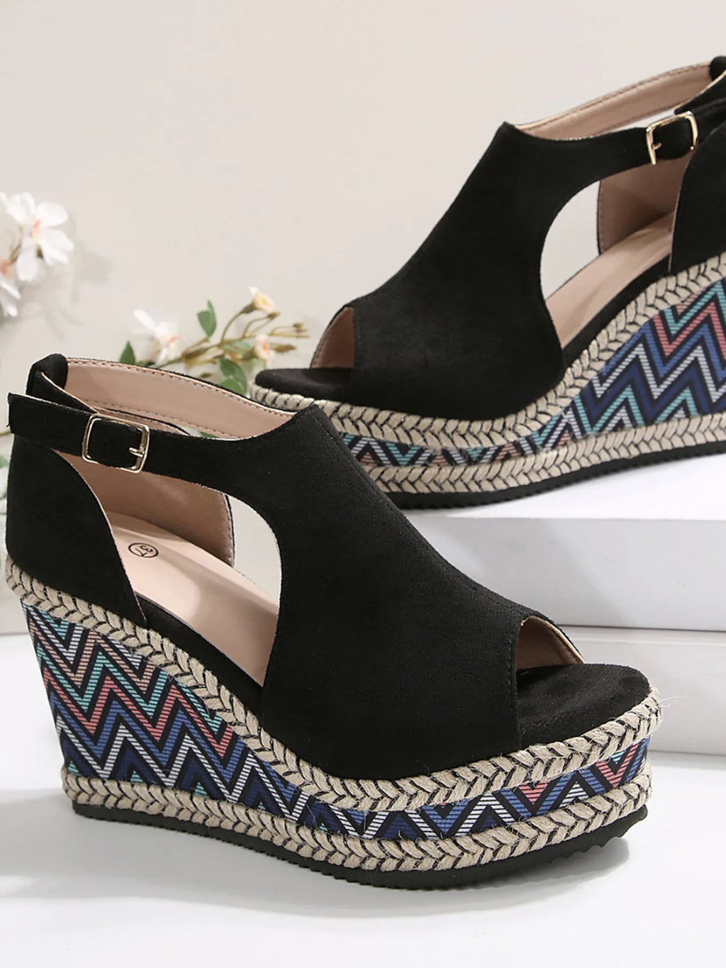 Cutout Platform Wedge Sandals by Trendsi