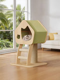 Modern Wooden Cat Condo with Scratching Post by Trendsi