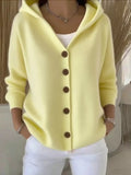Full Size Hooded Button-Front Soft Knit Cardigan Plus Size by Trendsi