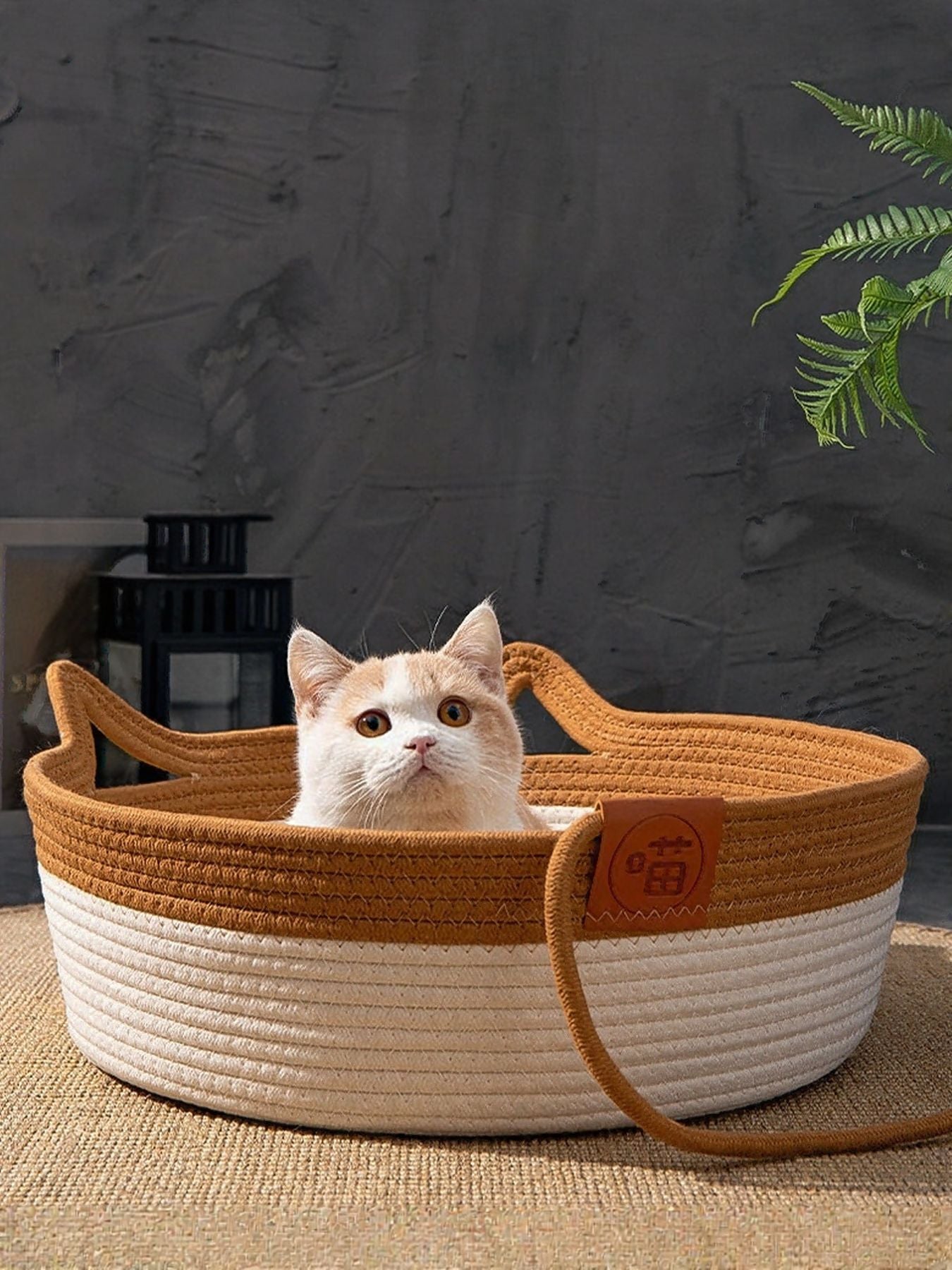Cat Ear Woven Pet Nest by Trendsi