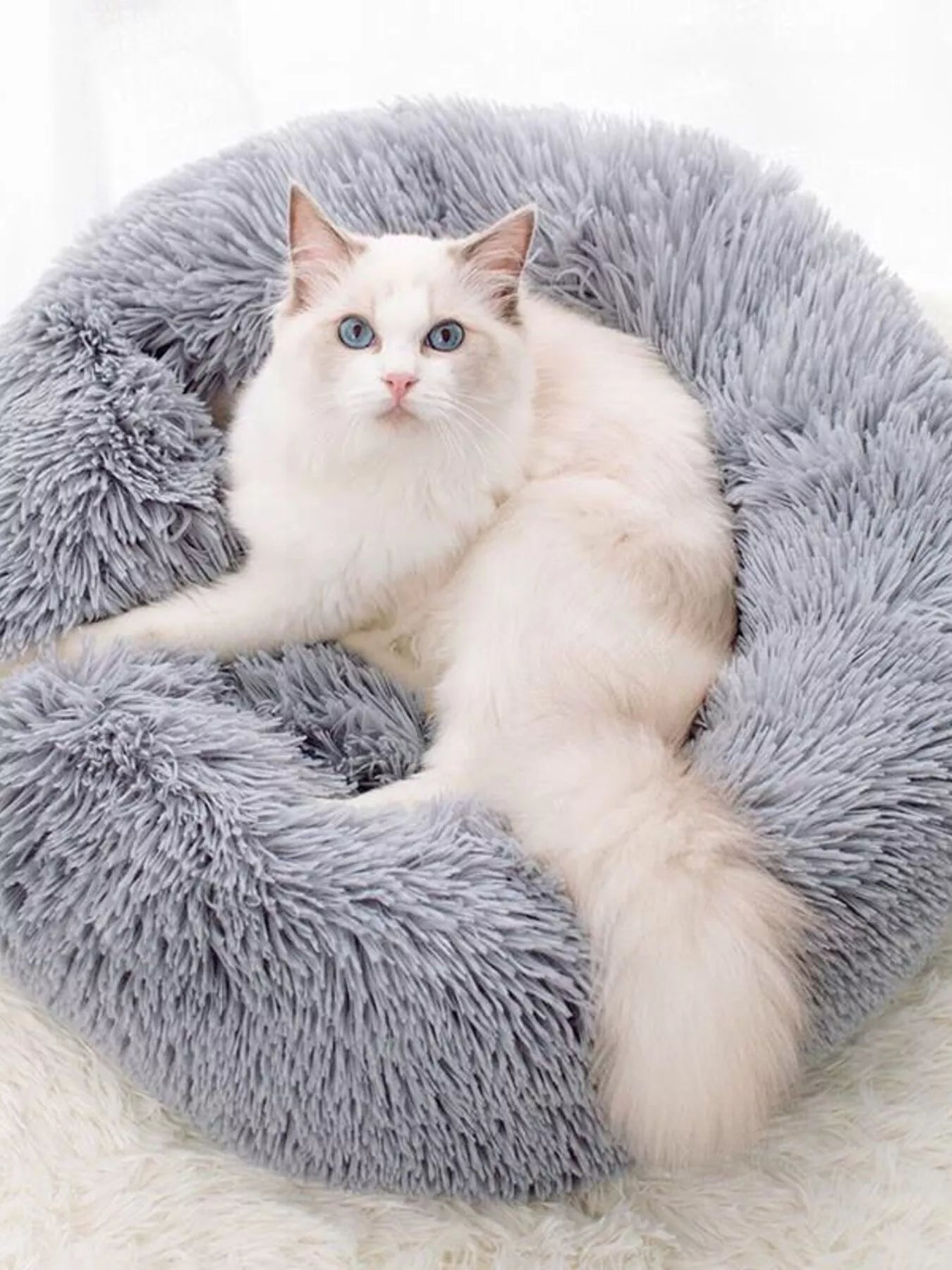 Fluffy Plush Donut Pet Nest by Trendsi