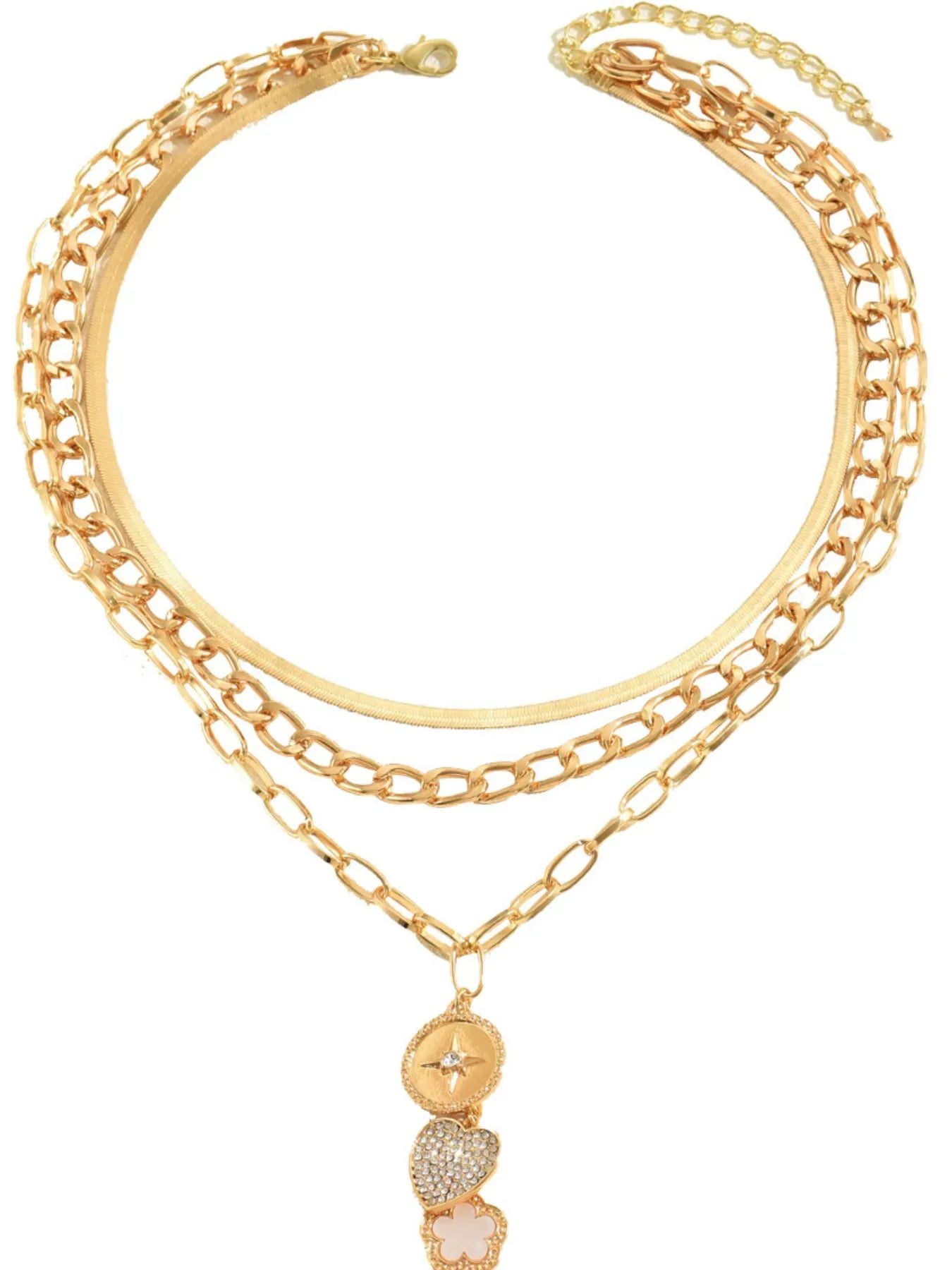 Stainless Steel Layered Necklace by Trendsi