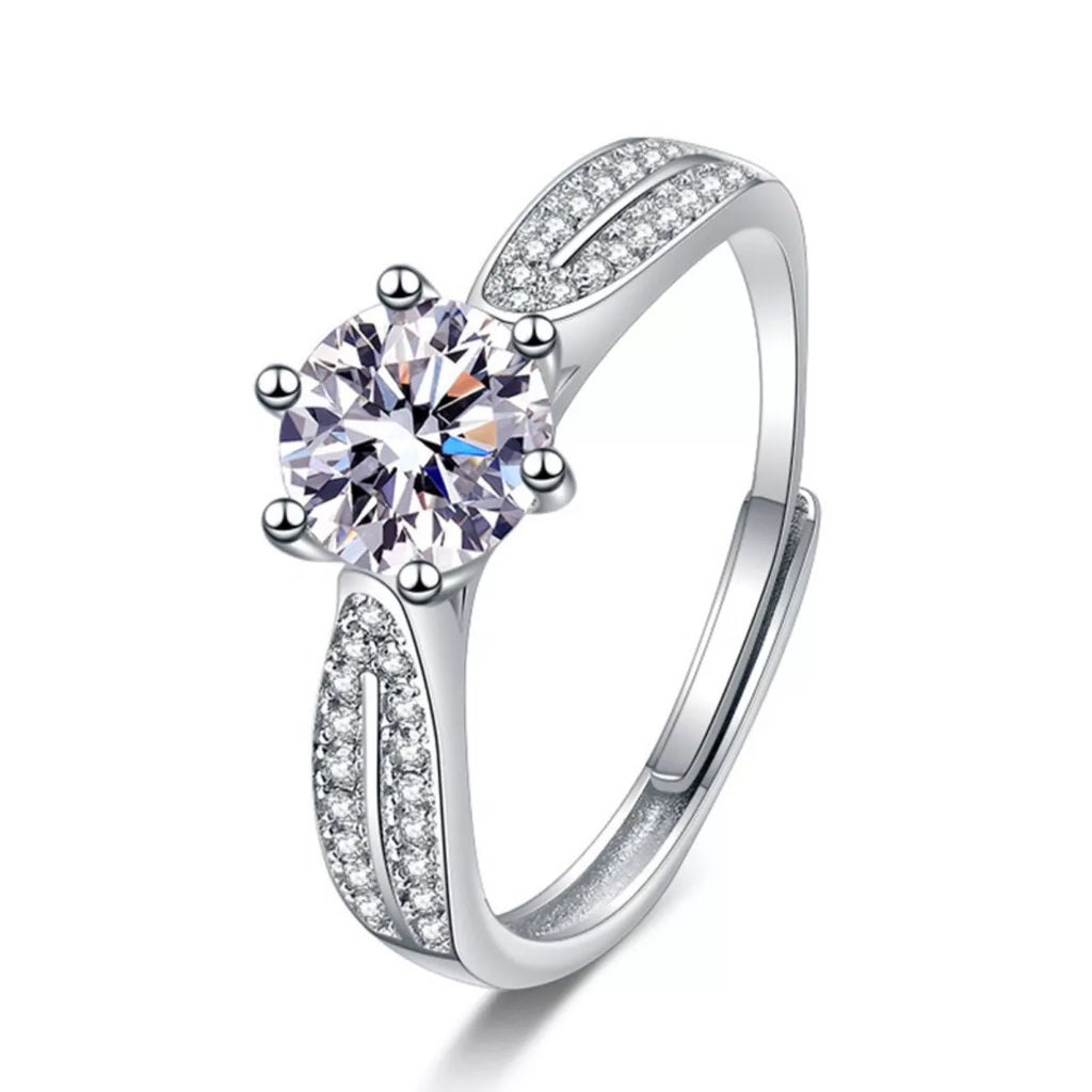 1 Carat Moissanite 925 Sterling Silver Ring by Trendsi