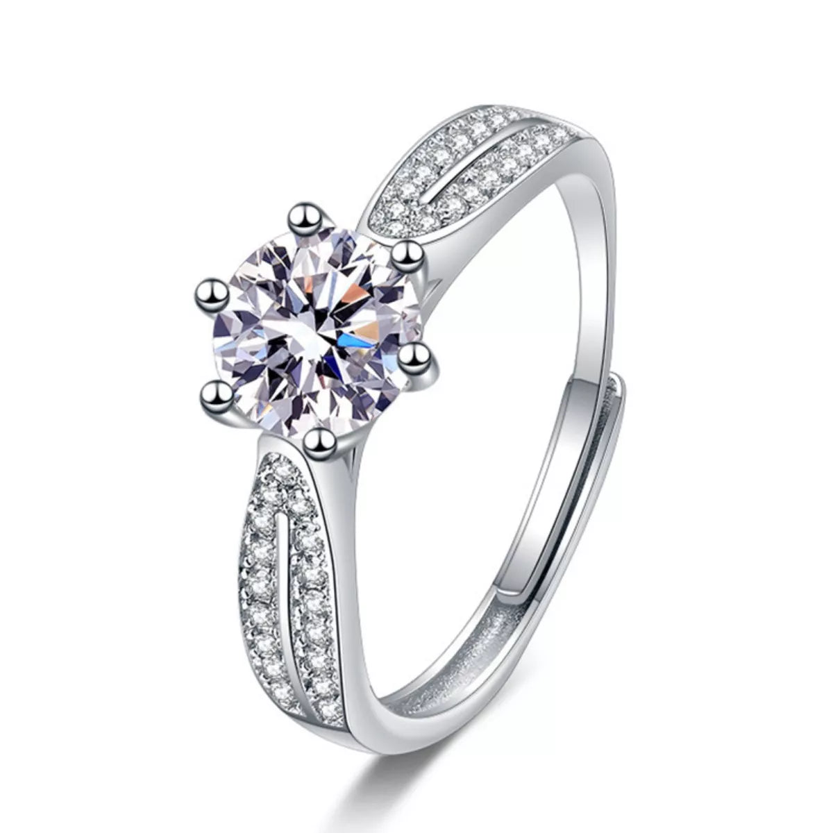 1 Carat Moissanite 925 Sterling Silver Ring by Trendsi