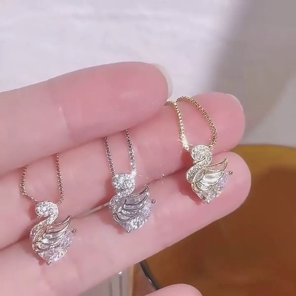 925 Sterling Silver Zircon Pendant Necklace by Trendsi
