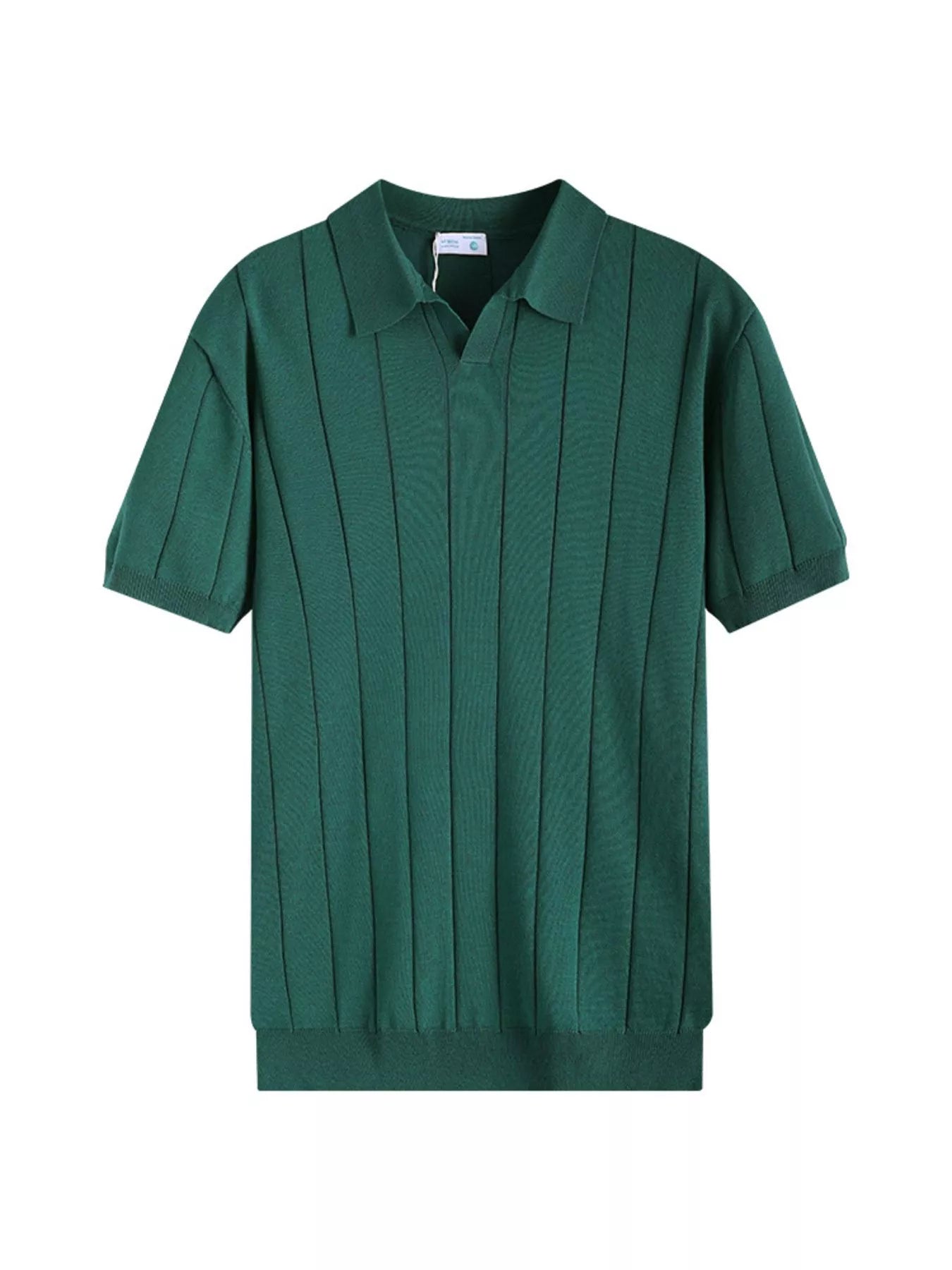 Men's Plus Size Ribbed Knit Short Sleeve Polo by Trendsi